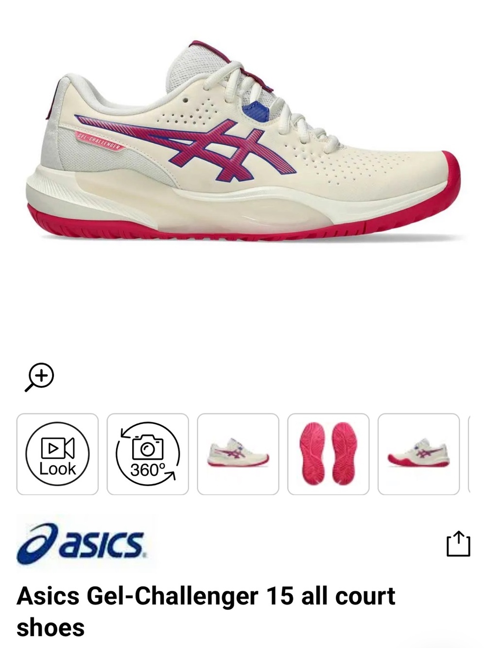 Asics Gel-Challenger 15 Tennis Shoes - Cream with Pink Accents
